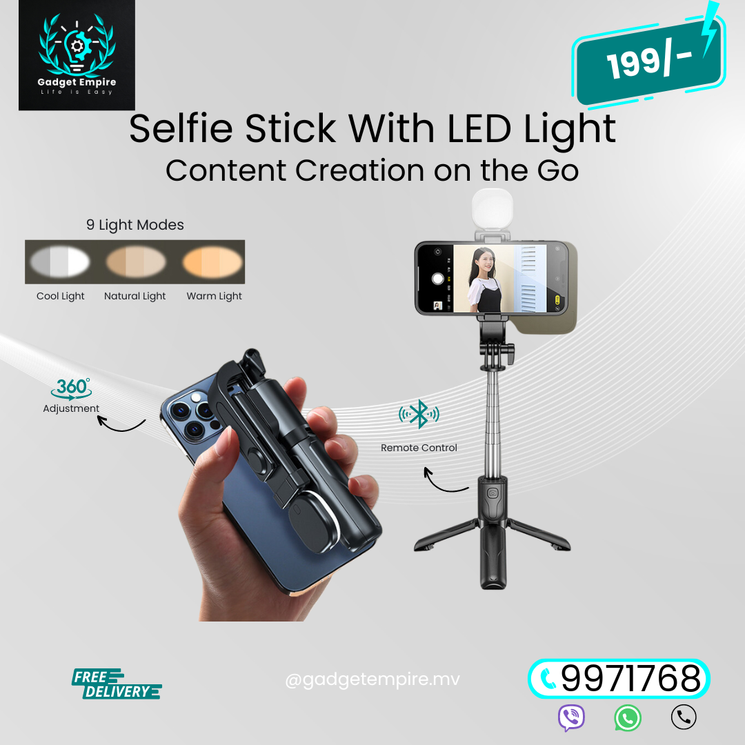 Selfie Stick with LED Light