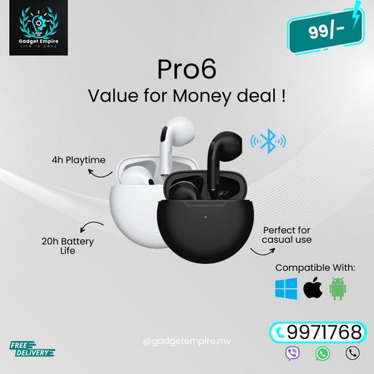 Pro 6 Bluetooth Earbuds